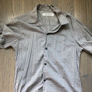 ALL SAINTS SHORT SLEEVE BUTTON UP GREY PRINT